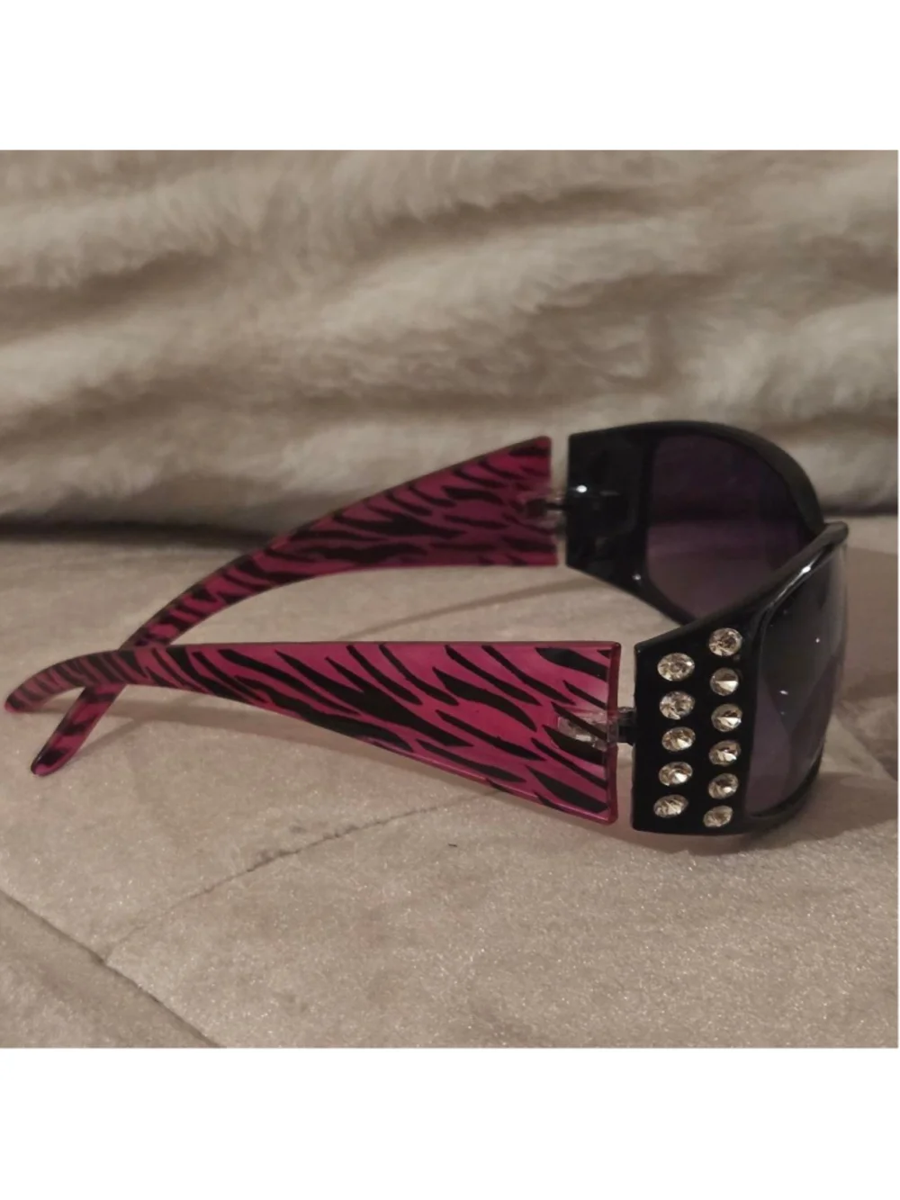 Women's Unbranded BLING Black & Pink Zebra Print Sunglasses One Size